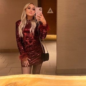 Sparkly red mini dress
